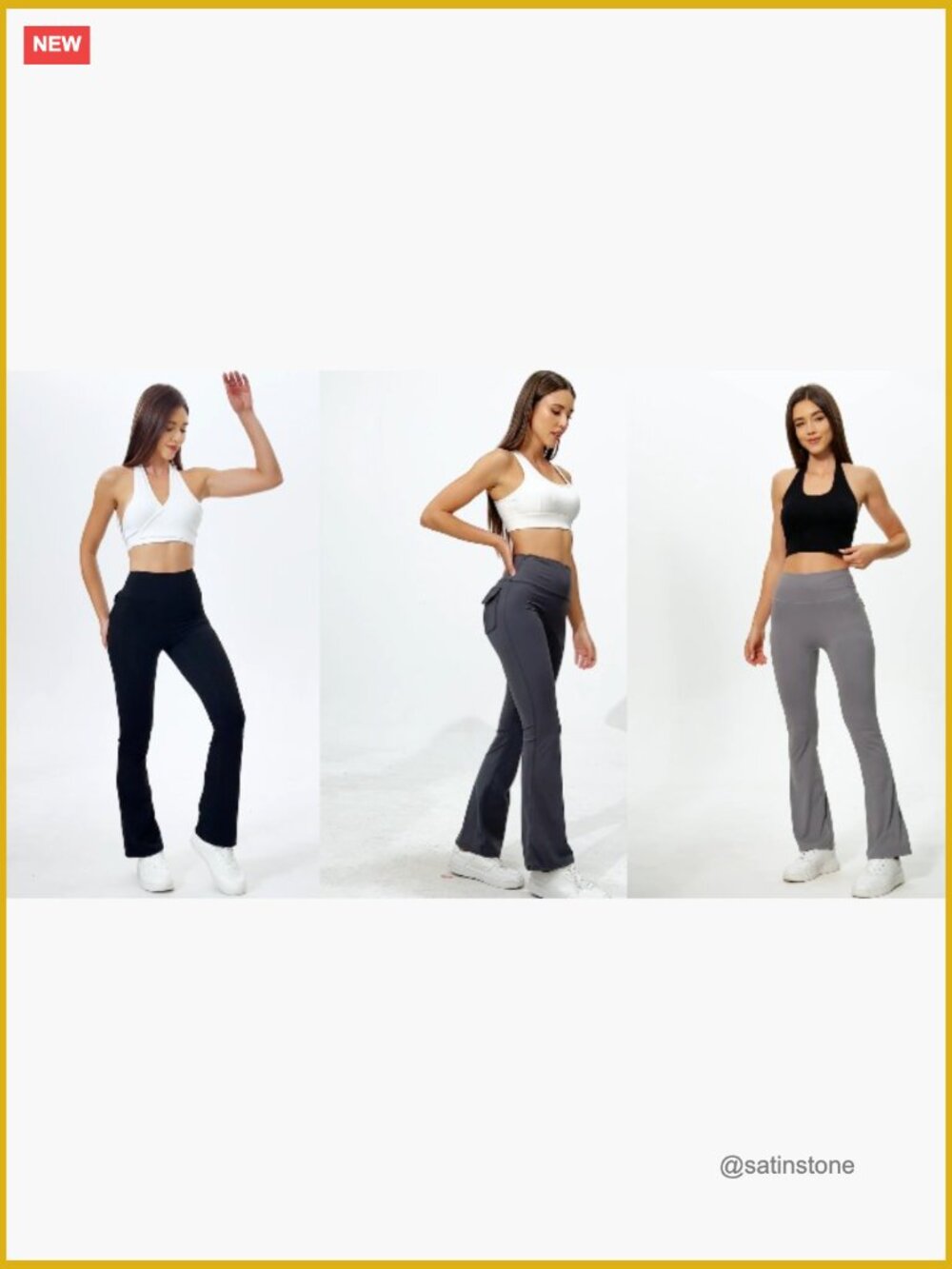 High Waisted Flare Leggings with Pockets Tummy Control Bootcut Yoga Pants - Picture 7 of 7